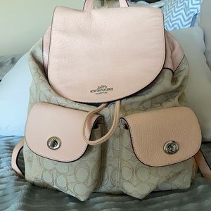 Coach backpack-Pink and ivory/tan